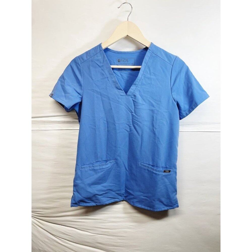 Figs Technical Collection Baby Blue Scrub Top Size XS